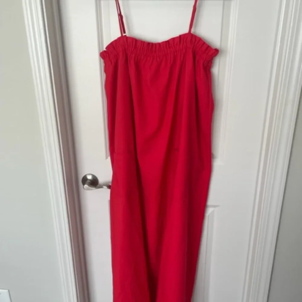 The Good Jane Red Loose Fitting Midi Dress Adjustable Straps Medium - Picture 2 of 7